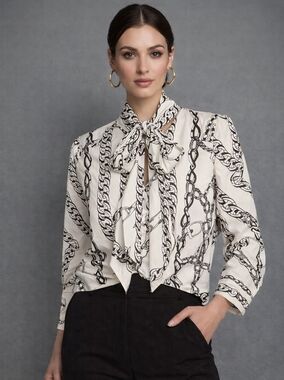 N by Nancy White & Black Chain-Print Blazer